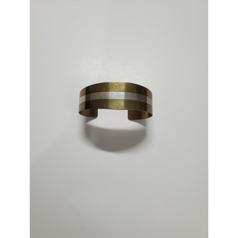 Vintage 1976 Lillian Vernon Sterling Silver and Brass Cuff Bracelet